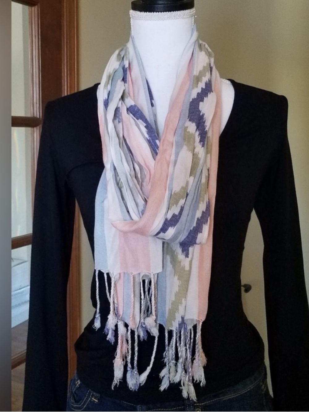 Fringed Pastel color scarf NEW